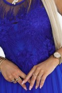 522-4 CATERINA Kobieca sukienka z gipiurą i delikatnym tiulem - CHABROWA
